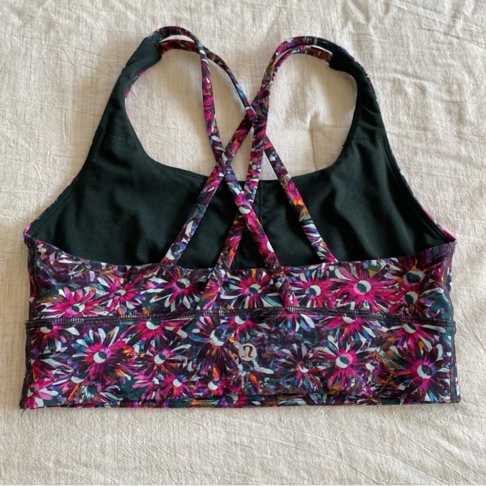 Lululemon Energy Longline Floral Print Sports Bra Size 6 RARE - Picture 2 of 5